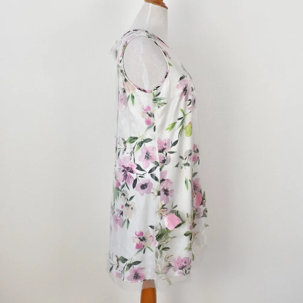 Spense Floral Embroidered Tulle Overlay Shift Dress NEW - L - Picture 9 of 12